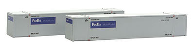 Con-Cor 453036 N Scale Monon 53' Rivet-Side Container 2-Pack - Ready to Run -- FedEx Set #2 (gray)