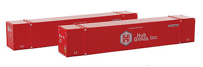 Con-Cor 453040 N Scale Monon 53' Rivet-Side Container 2-Pack - Ready to Run -- Hub Group #2 (red, white)