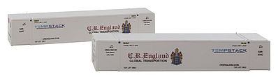 Con-Cor 453204 N Scale 53' Container 2-Pack - Ready to Run -- CR England Set #2 (white, red, black)