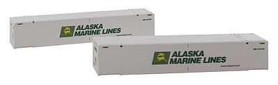 Con-Cor 453206 N Scale 53' Container 2-Pack - Ready to Run -- Alaska Marine Set #2 (white, green, yellow)