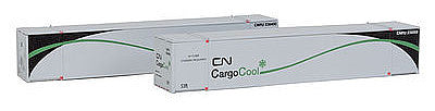 Con-Cor 453208 N Scale 53' Container 2-Pack - Ready to Run -- Canadian National Cargo Set #2 (white, black, green)