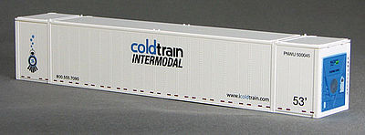 Con-Cor 453209 N Scale 53' Reefer Container w/ThermoKing Ends 2-Pack - Ready to Run -- Cold Train Intermodal Set #1 (white, blue, black)