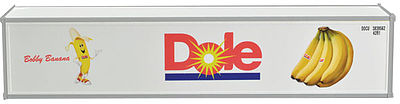 Con-Cor 483001 HO Scale 40' Reefer Container 2-Pack - Ready to Run -- Dole DFIU #400104-0, 310324-1 (white, red, blue, Bobby Banana w/Crossed Legs)