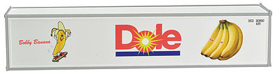 Con-Cor 483002 HO Scale 40' Reefer Container 2-Pack - Ready to Run -- Dole DFIU #410197-0, 410184-6 (white, red, blue, Bobby Banana on Skateboard)
