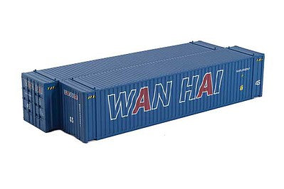 Con-Cor 483605 HO Scale 45' Corrugated Euro Container 2-Pack - Ready to Run -- Wan Hai Set #1 (blue)