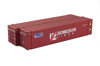 Con-Cor 483615 HO Scale 45' Corrugated Euro Container 2-Pack - Ready to Run -- Horizon Lines Set #1 (brown)
