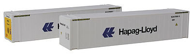 Con-Cor 483652 HO Scale ThermoKing 45' Reefer Container 2-Pack - Ready to Run -- Hapag-Lloyd #2 (white, yellow, blue)