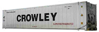 Con-Cor 483653 HO Scale ThermoKing 45' Reefer Container 2-Pack - Ready to Run -- Crowley #1 (white, black)