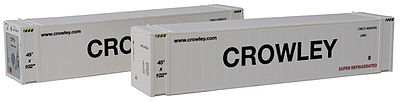 Con-Cor 483654 HO Scale ThermoKing 45' Reefer Container 2-Pack - Ready to Run -- Crowley #2 (white, black)