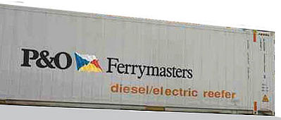 Con-Cor 483655 HO Scale ThermoKing 45' Reefer Container 2-Pack - Ready to Run -- P&O Ferrymasters #1 (white, red, orange, yellow, blue, red)