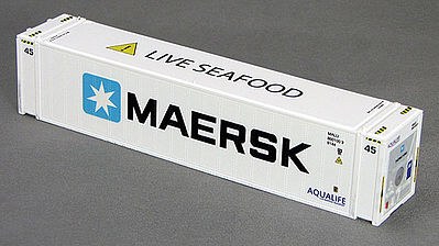 Con-Cor 483658 HO Scale ThermoKing 45' Reefer Container 2-Pack - Ready to Run -- Maersk #2 (white, blue, black, Aqualife Markings)