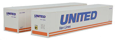 Con-Cor 485502 HO Scale 48' Intermodal Container 2-Pack - Ready to Run -- United Van Lines #2 (white, blue, orange)