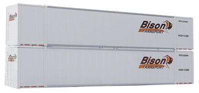 Con-Cor 488002 HO Scale 53' Sheet/Post rivet Side Container -- Bison Containers Set #1 (white, brown) pkg(2)
