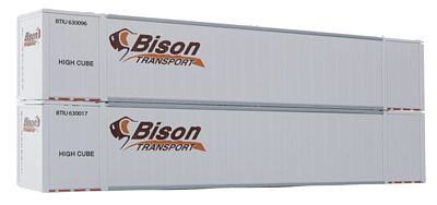 Con-Cor 488003 HO Scale 53' Sheet/Post Rivet Side Container -- Bison Containers Set #2 (white, brown) pkg(2)