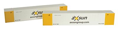 Con-Cor 488005 HO Scale 53' Sheet/Post Rivet Side Container -- Axsun Containers Set #2 (white, yellow, black) pkg(2)