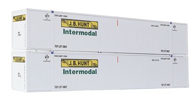 Con-Cor 488008 HO Scale 53' Sheet/Post Rivet Side Container -- J.B. Hunt Intermodal Set #1 (white, yellow, black, green) pkg(2)