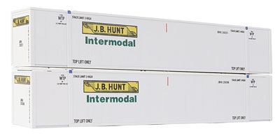 Con-Cor 488009 HO Scale 53' Sheet/Post Rivet Side Container -- J.B. Hunt Intermodal Set #2 (white, yellow, black, green) pkg(2)
