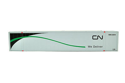 Con-Cor 488012 HO Scale 53' Sheet/Post Rivet Side Container -- Canadian National Set #1 (gray, black, green, We Deliver Slogan)