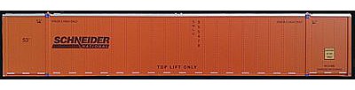 Con-Cor 488014 HO Scale Monon 53' Rivet-Side Container 2-Pack - Ready to Run -- Schneider National (orange, black, Silver Roof)