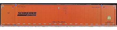 Con-Cor 488015 HO Scale Monon 53' Rivet-Side Container 2-Pack - Ready to Run -- Schneider National (orange, black, Orange Roof)