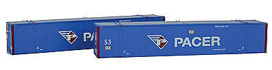 Con-Cor 488021 HO Scale Monon 53' Rivet-Side Container 2-Pack - Ready to Run -- Pacer Set #2 (blue, red, white; 2013+ Flying Diamond Logo)