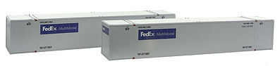 Con-Cor 488026 HO Scale 53' Sheet/Post Rivet Side Container -- FedEx Multi-Modal #3 & 4 pkg(2)