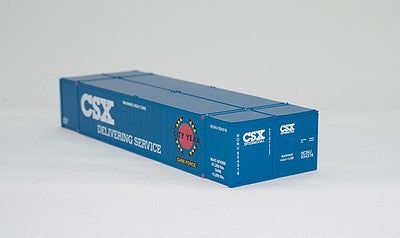 Con-Cor 488034 HO Scale Monon 53' Rivet-Side Container 2-Pack - Ready to Run -- CSX Transportation (Set #2: Careforce; blue, red, white)
