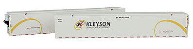 Con-Cor 488078 HO Scale 53' Hi-Cube Climate Controlled Container w/Nose Heater 2-Pack -- Kleysen Trucking #2 (white, yellow, black)