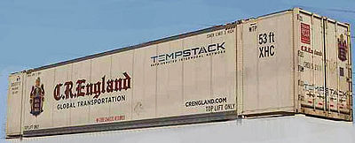 Con-Cor 488153 HO Scale ThermoKing 53' Reefer Container 2-Pack - Ready to Run -- CR England #1 (white, red, blue)