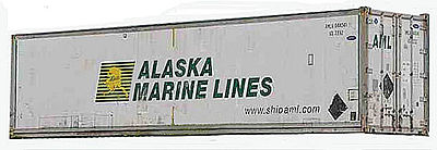 Con-Cor 488155 HO Scale ThermoKing 53' Reefer Container 2-Pack - Ready to Run -- Alaska Marine Lines #1 (white, green)