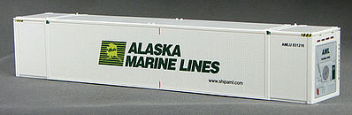 Con-Cor 488156 HO Scale ThermoKing 53' Reefer Container 2-Pack - Ready to Run -- Alaska Marine Lines #2 (white, green)
