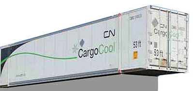 Con-Cor 488157 HO Scale ThermoKing 53' Reefer Container 2-Pack - Ready to Run -- Canadian National #1 (white, black, green; CargoCool Graphics)