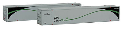 Con-Cor 488158 HO Scale ThermoKing 53' Reefer Container 2-Pack - Ready to Run -- Canadian National #2 (white, black, green; CargoCool Graphics)