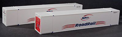 Con-Cor 488162 HO Scale ThermoKing 53' Reefer Container 2-Pack - Ready to Run -- NFI Set #2 (white, red, blue)
