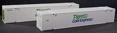 Con-Cor 488163 HO Scale ThermoKing 53' Reefer Container 2-Pack - Ready to Run -- Tiger Cool Set #1 (white, green, blue)