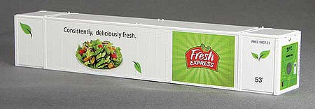 Con-Cor 488165 HO Scale ThermoKing 53' Reefer Container 2-Pack - Ready to Run -- Fresh Express Set #1 (white, green, red, Consistently Fresh Slogan)
