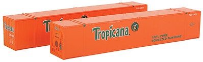 Con-Cor 488168 HO Scale ThermoKing 53' Reefer Container 2-Pack - Ready to Run -- Tropicana Set #2 (orange, green; "100% Squeezed Sunshine" Slogan)