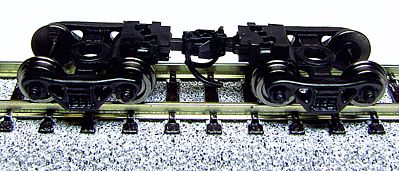 Con-Cor 53021 N Scale Freight Car Truck w/Coupler & Metal Wheelsets -- Roller Bearing, Standard Shank, Rigid Knuckle Coupler (black) 1 Pair
