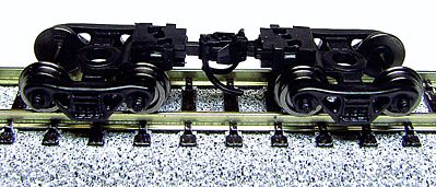 Con-Cor 53031 N Scale Freight Car Truck w/Coupler & Metal Wheelsets -- Roller Bearing, Standard Shank, Micro-Trains(R) Knuckle (black) 1 Pair