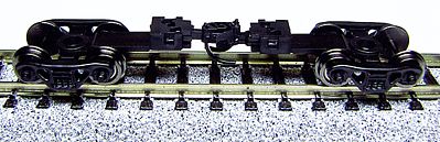 Con-Cor 54021 N Scale Freight Car Truck w/Coupler & Metal Wheelsets -- Roller Bearing, Extended Shank, Rigid Knuckle Coupler (black) 1 Pair