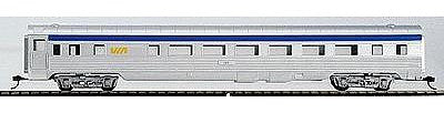Con-Cor 70111 HO Scale 85' Streamlined Coach - Assembled w/McHenry Couplers -- Via Rail (silver & blue)