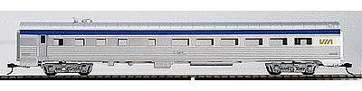 Con-Cor 72111 HO Scale 85' Streamlined Dining Car - Assembled w/McHenry Couplers -- Via Rail Canada (silver, blue)
