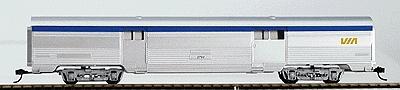Con-Cor 74111 HO Scale 70' Streamlined Baggage Car - Assembled w/McHenry Couplers -- Via Rail (silver & blue)