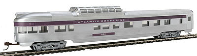Con-Cor 77101 HO Scale 85' Corrugated Dome-Observation Car -- Atlantic Coast Line (With Purple Letterboards)