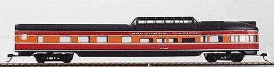 Con-Cor 77107 HO Scale 85' Corrugated Dome Observation -- Southern Pacific "Daylight" (red, orange)