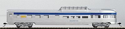 Con-Cor 77111 HO Scale 85' Streamlined Dome Observation - Assembled w/McHenry Couplers -- Via Rail (silver & blue)