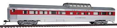 Con-Cor 78103 HO Scale 85' Corrugated Budd-Dome Car -- New Haven (silver, red)