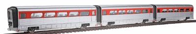 Con-Cor 8751 HO Scale AeroTrain Add-On 3-Car Coach Set -- GM Demonstrator
