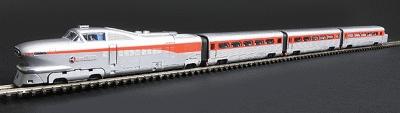 Con-Cor 8765 N Scale AeroTrain 3-Car Train-Only Set - Standard DC -- Santa Fe "The San Diegan" 1956