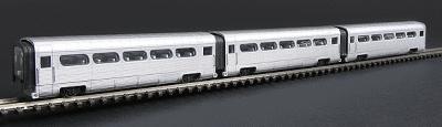 Con-Cor 8770 N Scale AeroTrain Add-On 3-Car Coach Set -- Painted, Unlettered - Silver